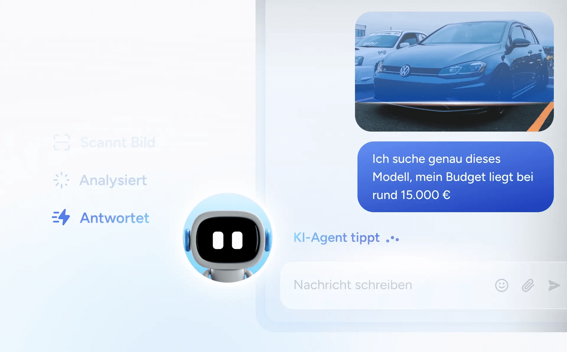 KI-Agent analysiert eine Kundenanfrage und antwortet automatisch